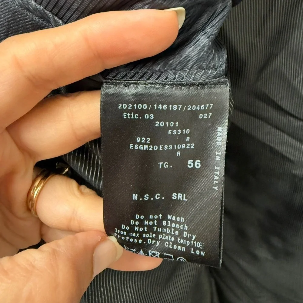 Giorgio Armani Black 100% Cashmere Blazer Jacket Made in Italy Size 56 IT US 46